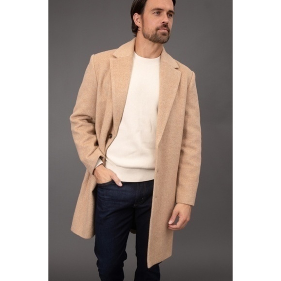 New Bagatelle Homme Wool Blend Topcoat Sand Beige Large - Picture 1 of 8